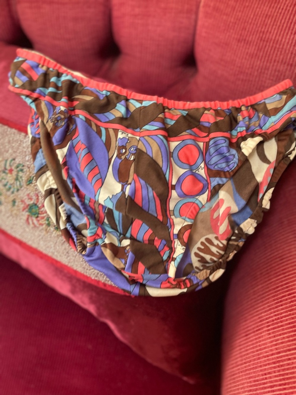 Emilio Pucci Brown, Blue and Pink Geometric Strap Maxi Dress with underwear - Picture 11 of 13